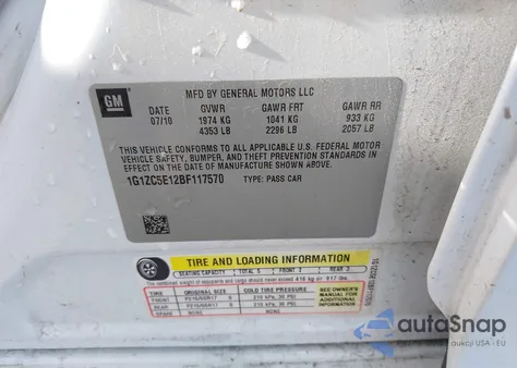 2011 Chevrolet Malibu 1Lt из США, поврежденный, VIN 1G1ZC5E12BF117570